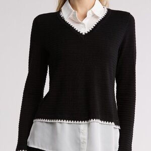 Adrianna Papell Tipped Twofer Sweater